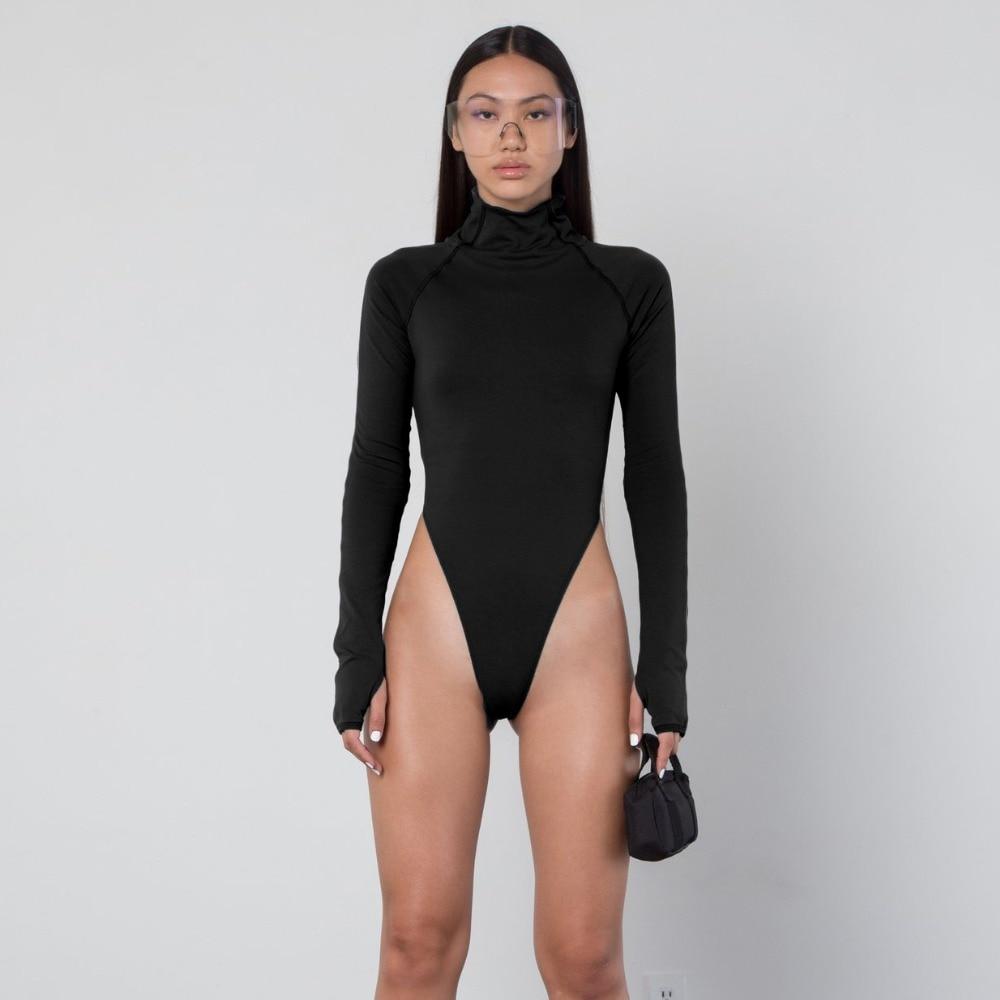 Long Sleeve High Neck Neon Bodycon Sexy Bodysuit